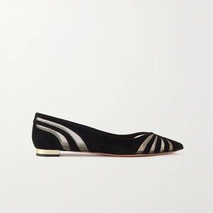 AQUAZZURA The Spy tulle-trimmed suede ballet flats